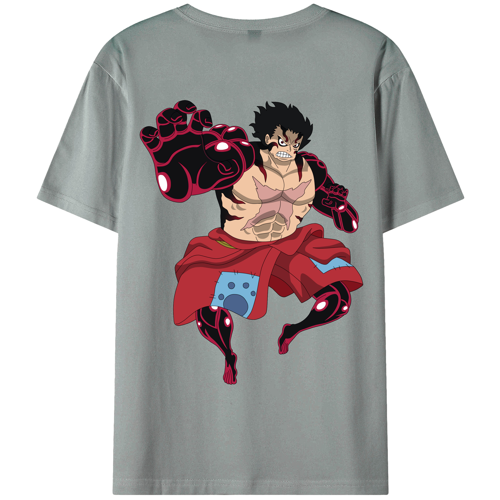ワンピース モンキー・D・ルフィ ONE PIECE Monkey D. Luffy 綿100％ メンズ半袖Tシャツ（バックプリント） 通気性